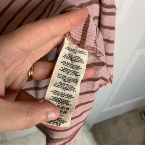 Free People Peplum Hem Stripe Ribbed Top Small - Picture 7 of 9